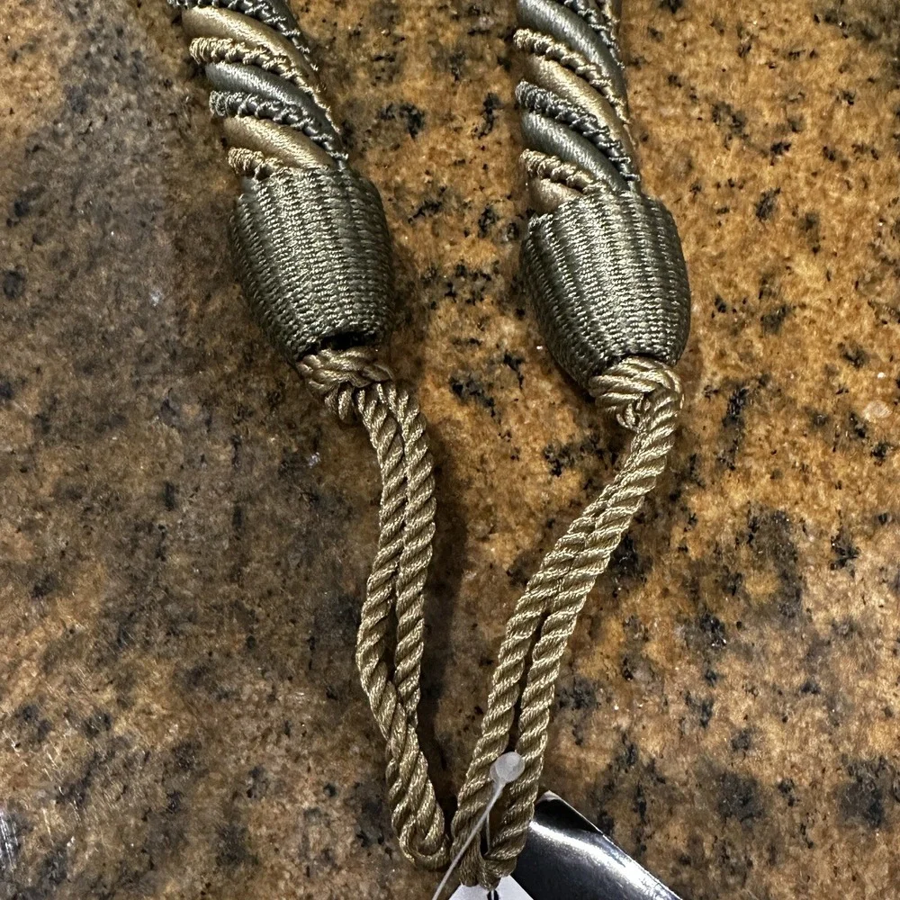 Vatican Home Set Of 2 Decorative Rope Curtain Drape Tie Back Green Gold NWT‎